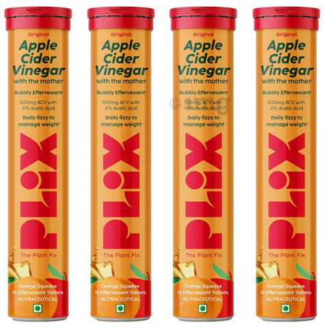 Plix Original Apple Cider Vinegar With The Mother Effervescent Tablet 15 Each Orange Squeez