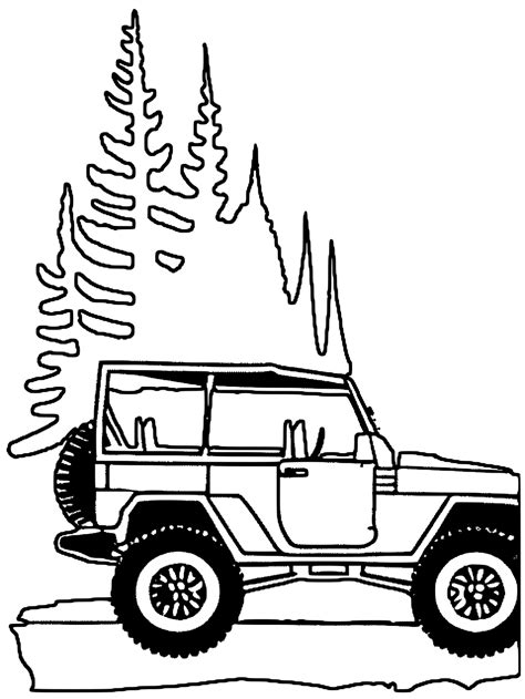 Cool Offroad Jeep In Action Coloring Page · Creative Fabrica