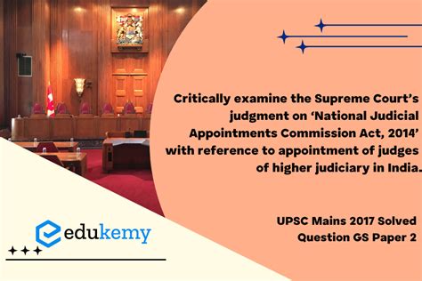 Critically Examine The Supreme Courts Judgment On ‘national Judicial