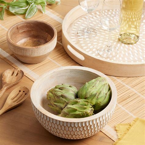 Chadi Whitewash Mango Wood Serving Bowl World Market