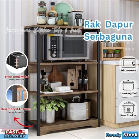 Easyhome Foldable Rack Tier Storage Rack Shelf Rak Dapur Rack Storage