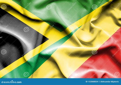 Bandera Que Agita De La Rep Blica Y De Jamaica De Congo Stock De