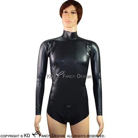 Black Sexy Latex Body Suit High Cut Leg With Back Zip And Crotch Zipper Catsuit Rubber Cat Suit