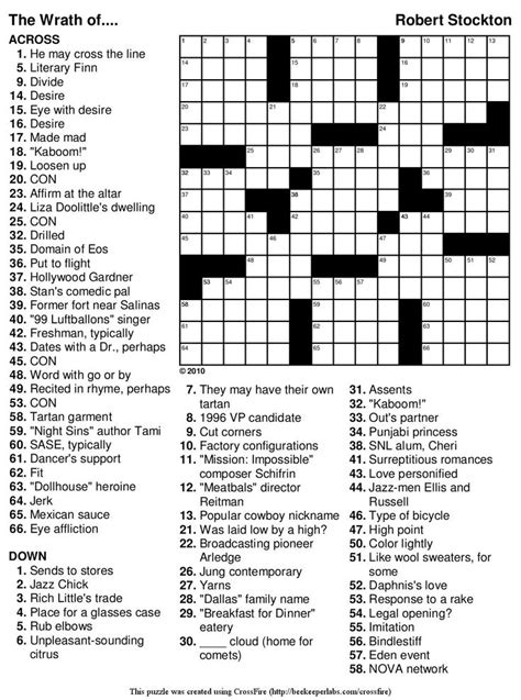 The Crossword Puzzle Is Shown In Black And White With Words That Read