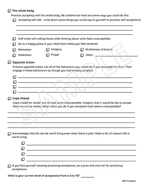 Radical Acceptance Dbt Skills Worksheet Dbt Worksheets