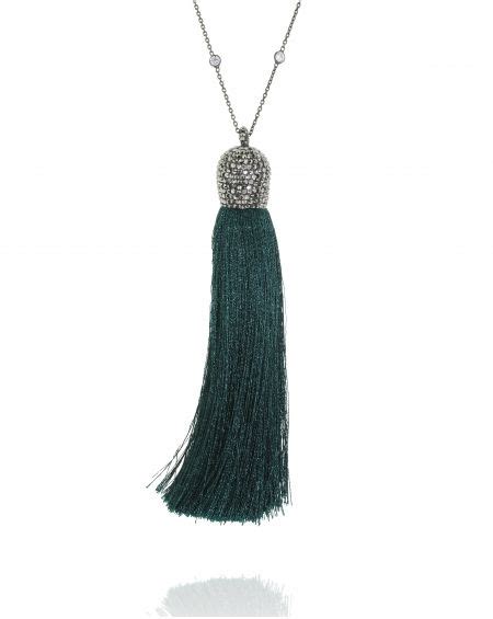 Sterling Silver Emerald Tassel Necklace Cosanuova