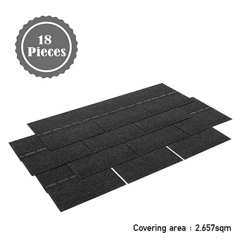 Livingandhome 18 Pcs Black Rectangular Self Adhesive Mosaic Asphalt