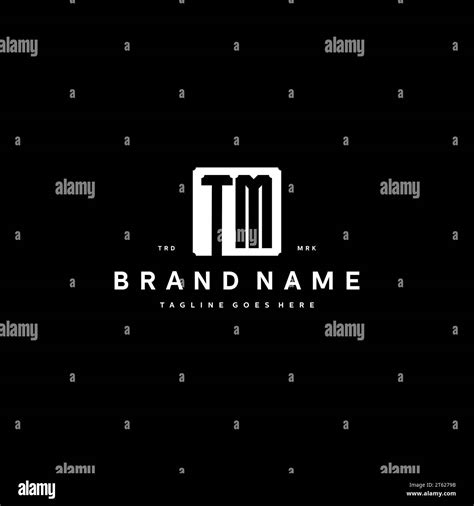 Tm Monogram Logo Initials With Square Rectangular Shape Isolated On