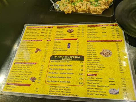 Menu At Sardar G Malai Chaap Junction Veg Restaurant Mumbai