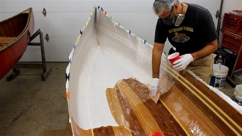 Fiberglassing A Cedar Strip Canoe Youtube