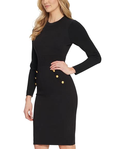 Dkny Button Trim Sweater Dress And Reviews Dresses Women Macys