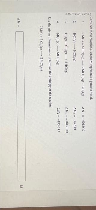 Solved Consider These Reactions Where M Represents A Chegg