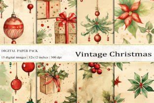 Vintage Christmas Digital Papers Graphic By Bonadesigns Creative Fabrica