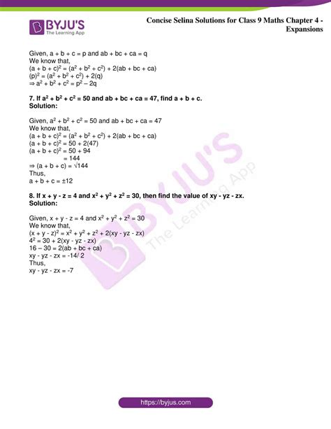 Selina Solutions Class 9 Concise Maths Chapter 4 Expansions Download