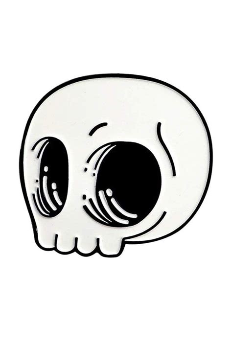 Creepy Drawings Cute Drawings Skull Pin Skull Drawing Diy Tattoo Enamel Pin Badge Creepy