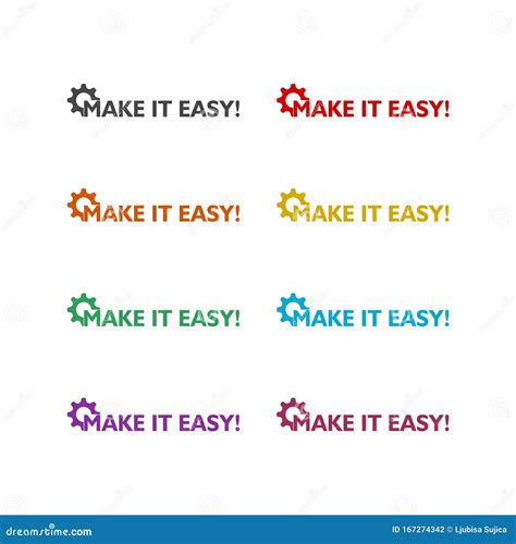 Text Make It Easy Color Icon Set Isolated On White Background Stock