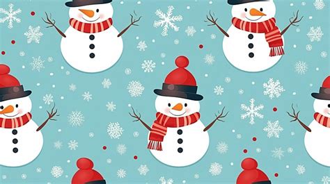 Seamless Pattern With Festive Snowman Background To Illustrate