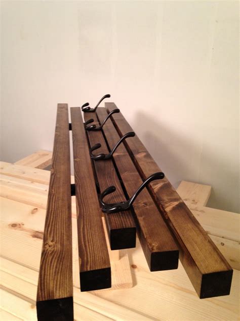 Rustic Wall Mount Wooden Coat Rack 4 Hook Coat Hanger - Etsy