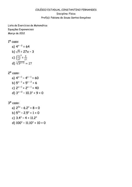 Equação Exponencial Pdf