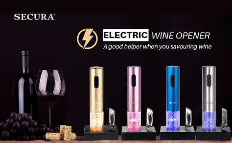 Secura Electric Wine Opener Automatic Bottle Corkscrew Opener With Foil Cutter