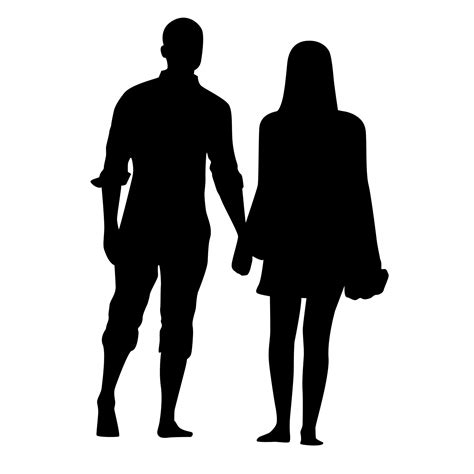 Man And Woman Holding Hands Isolated Silhouette On White Background