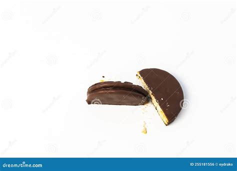 Close-Up of Chocolate Biscuits Isolated on White. Copy Space Stock ...