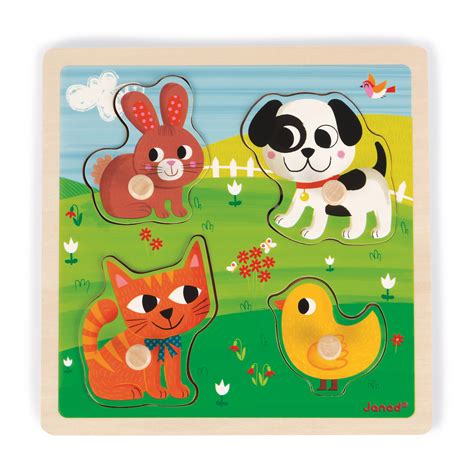 Puzzle Bois Tactile Premiers Animaux Pi Ces Janod Puzzle Aubert