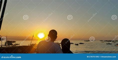 Together at Sunrise of Pangandaran Beach West Java Stock Photo - Image ...