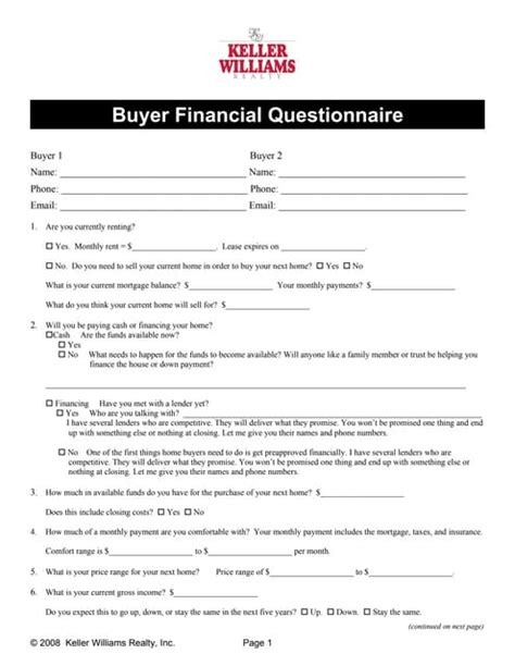 Buyer Consultation Questionnaire