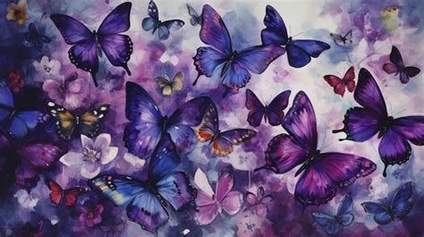 Premium AI Image A Painting Of Purple Butterflies With Purple Wings