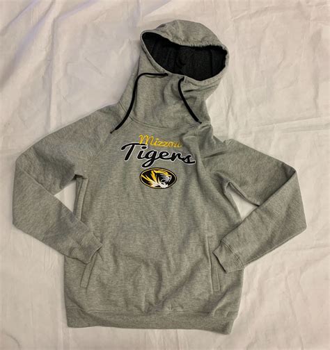 Colosseum Mizzou Tigers Funnel Neck Pullover Hoodie Womens L Gray