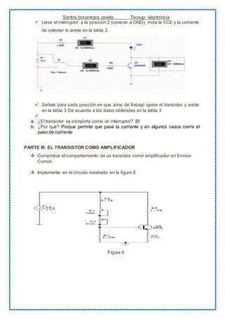 El Transitor Como Interruptor Y Amplificador Docx Bocanegra Zavala PDF