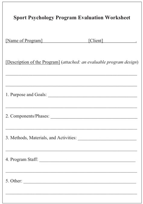 Program Evaluation Planning Worksheet Professional Practice Exercises