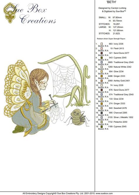 Fairy Beth Machine Embroidery Design By Sue Box In Sizes Etsy