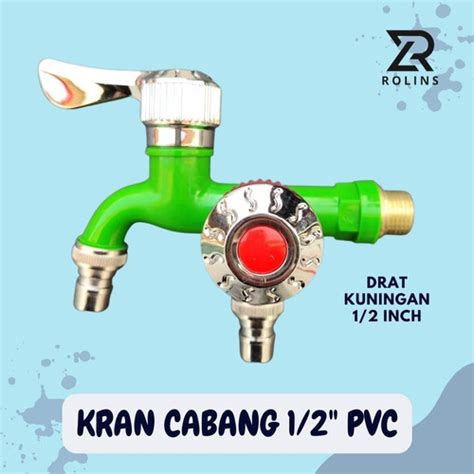 Jual Kran Cabang Engkol Pvc Shower Keran Air Double Kamar Mandi Hijau