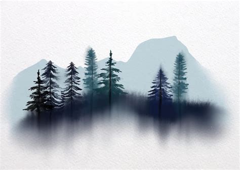 Free Vector Hand Painted Watercolour Winter Tree Christmas Landscape