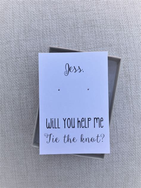 Will You Help Me Tie The Knot Card Earring Card Bridesmaid Etsy