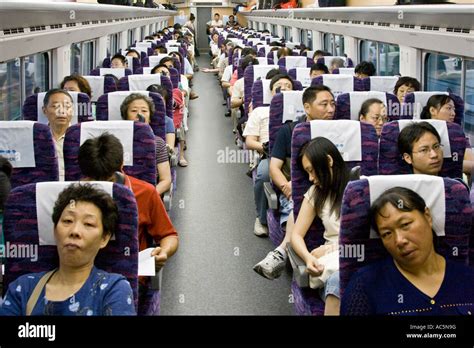 Chinese Passengers Inside High Speed Shanghai Nanjing Bullet Train D406