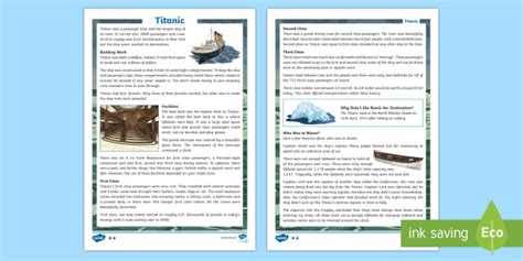 Ks Titanic Fact File Teacher Resources Differentiation