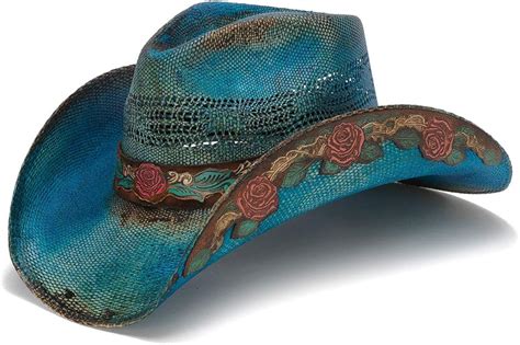 Stampede Hats Women's Love Story Rose Straw Western Hat M Blue at ...