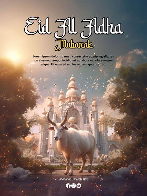 Plantilla De P Ster De Eid Al Adha Mubarak Con Fondo De Oveja Archivo