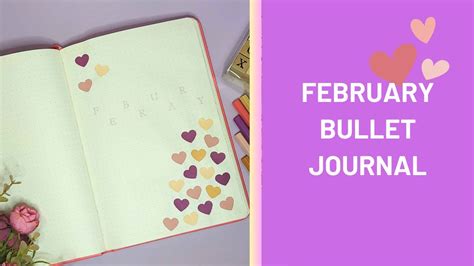 Plan With Me February Bullet Journal Spread Heart Themed