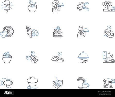 Gastronomy Outline Icons Collection Cuisine Cookery Food Dishes