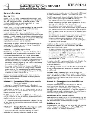 Fillable Online Tax Ny Form DTF 601 1 I 1999 Instructions For Form