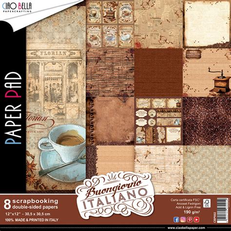 Papiers Scrapbooking Ciao Bella Collection Bonjour Italie Papier