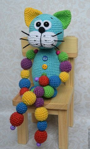 Кот Кругляш синий с бусинами - игрушка, вязанная крючком в интернет ...