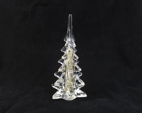 Vintage Silvestri Christmas Tree Crystal Clear And Gold Art Glass