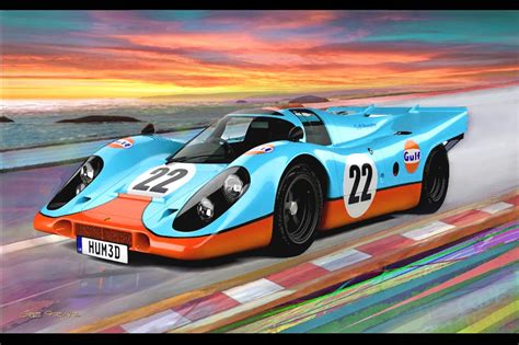 "Porsche 917 Gulf #22" Painting by Greg Stirling (51" X 33") | PCARMARKET