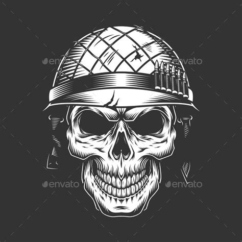 Skull in Soldier Helmet by imogi | GraphicRiver