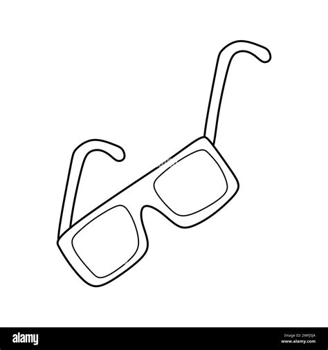 Glasses Doodle Icon Black Outline Vector Accessories Isolated On White Background Line Art